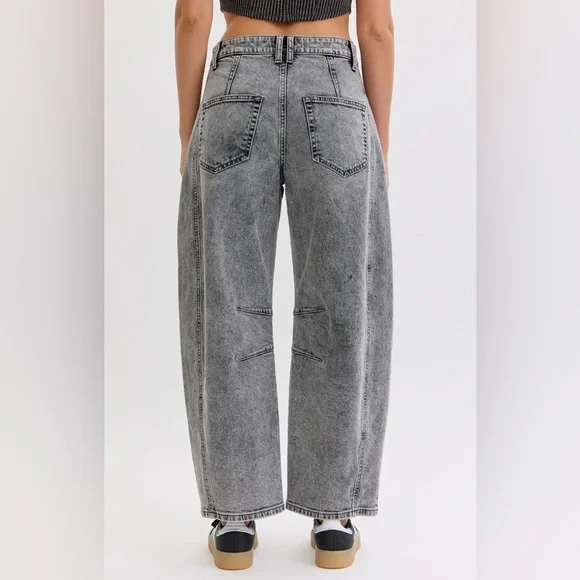 NWT Cello Denim Washed Grey Barrel Horseshoe Relaxed Fit Jeans Pants - Picture 6 of 10
